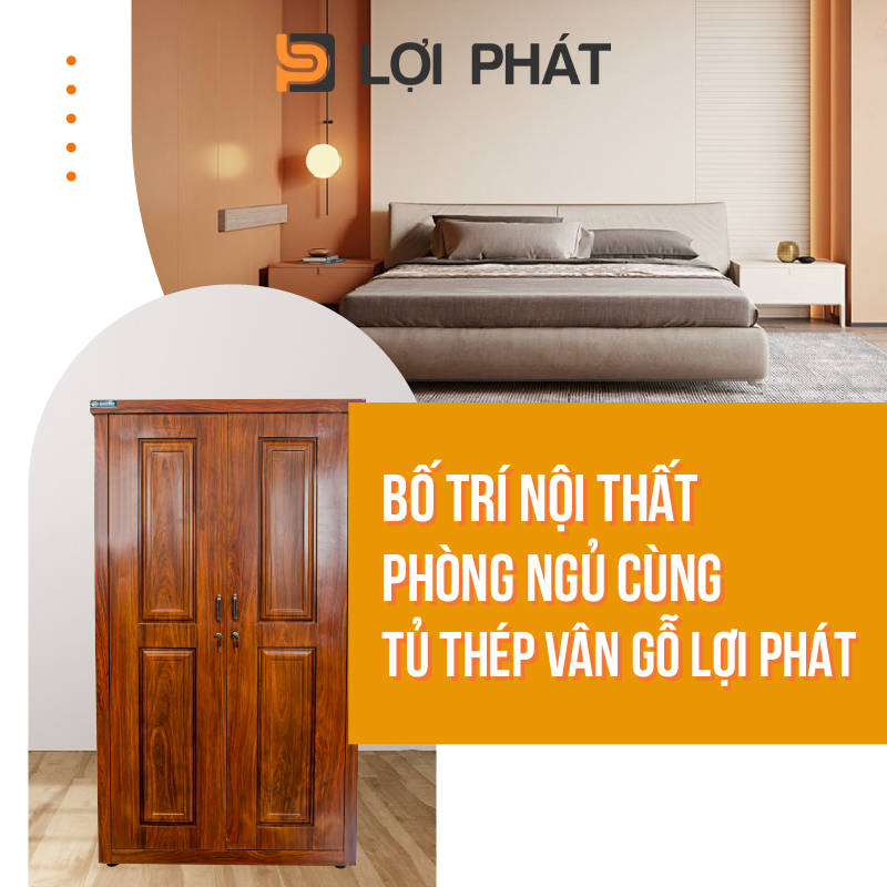 Bo tri moi that phong ngu cung Tu thep van go LOI PHAT