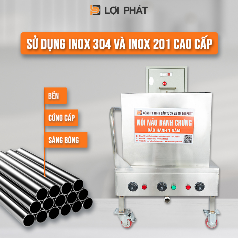 Noi luoc banh chung dien lam tu Inox 304