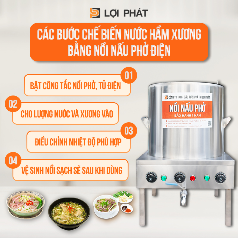 Cac buoc nau nuoc pho bang noi nau pho dien