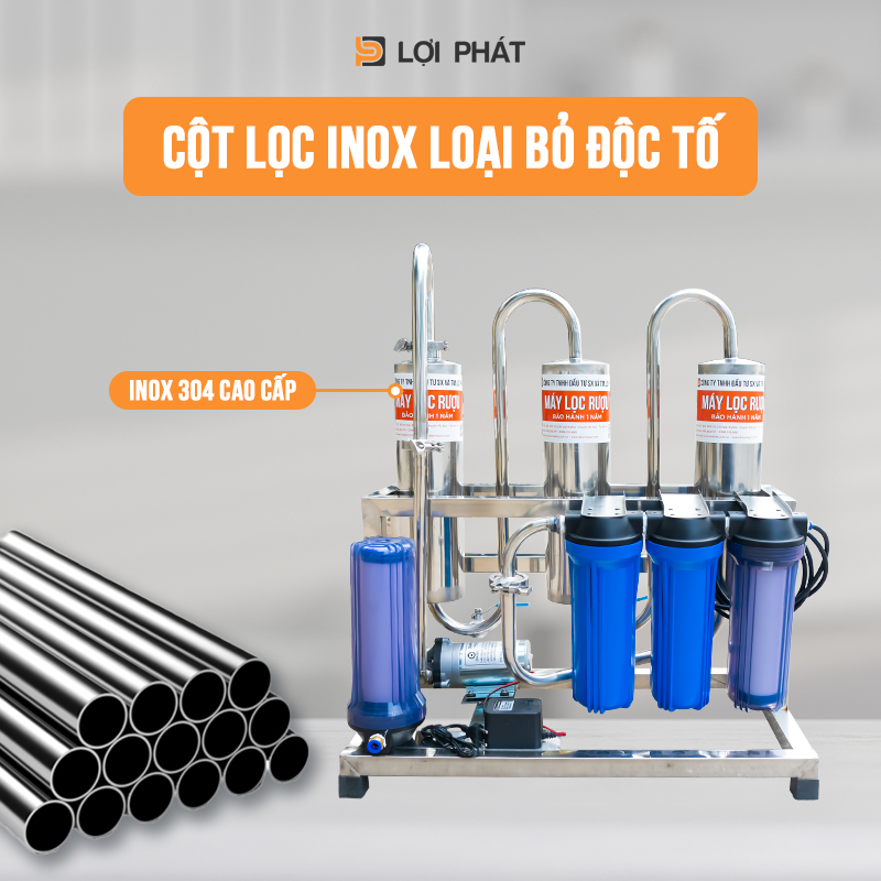 Cot loc inox May loc ruou khu doc to 50L/h LOI PHAT