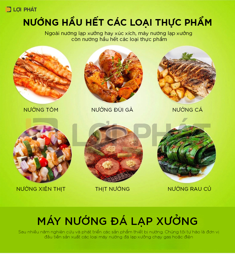 nướng hầu hết các loại thực phẩm