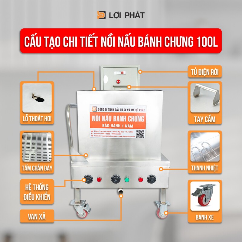 Cau tao chi tiet noi nau banh chung 100L Loi Phat