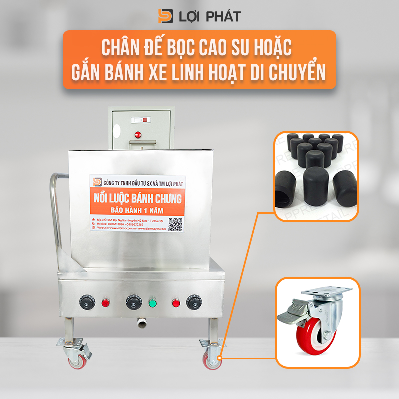 Chân đế bọc cao su hoặc gắn bánh xe dễ dàng di chuyển