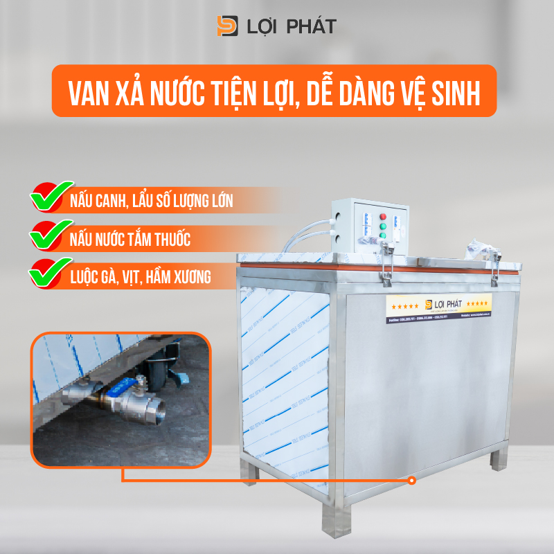 van xả đáy của nồi luộc bánh chưng áp suất