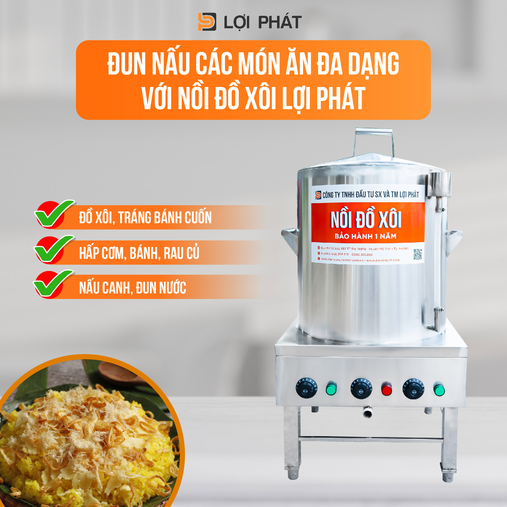 nồi đồ xôi đun nấu đa dạng