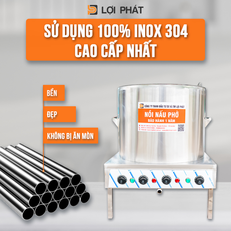 Noi nau pho 200L Chat lieu 100% Inox 304 tot nhat hien nay