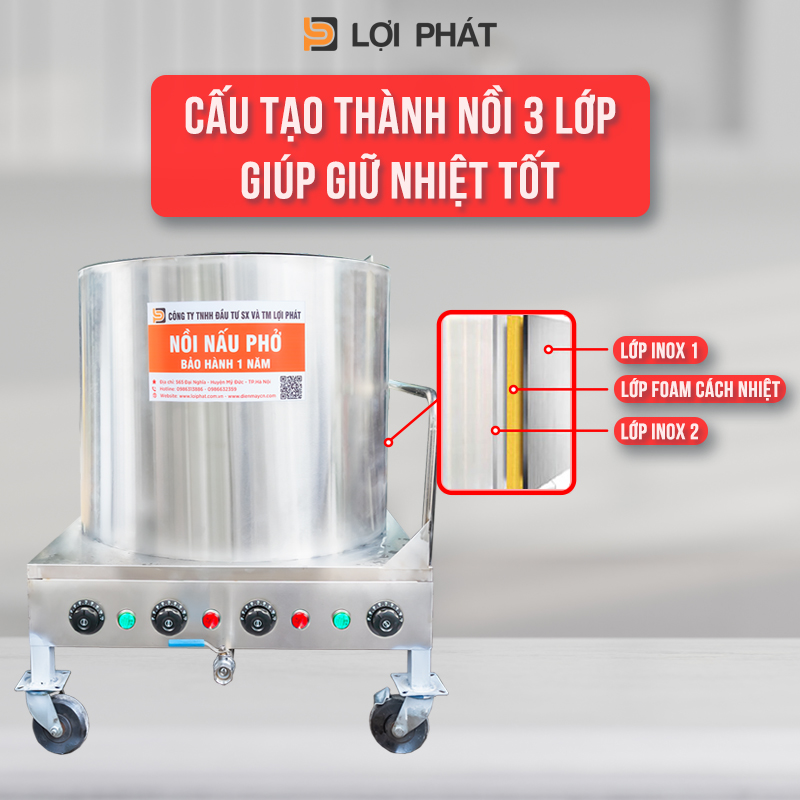 Cấu tạo thành nồi 3 lớp giúp giữ nhiệt tốt