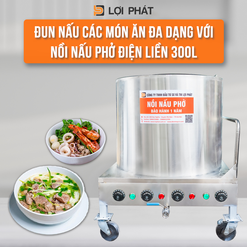 dun nau cac mon an da dang voi noi nau pho dien lien 300L