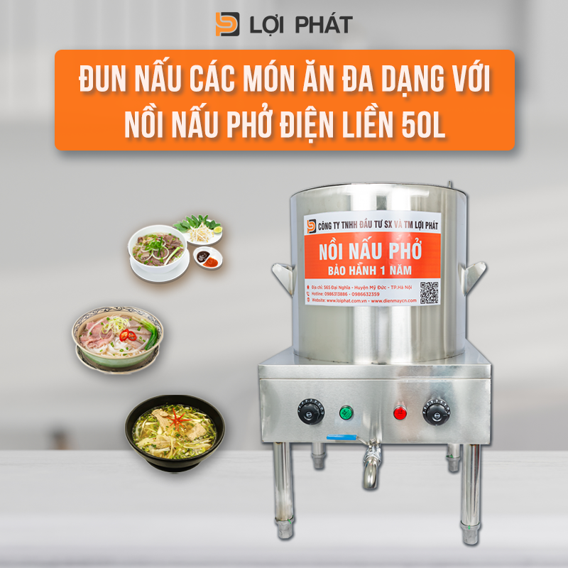 Đun nấu món ăn đa dạng với nối nấu phở điện liền 50L