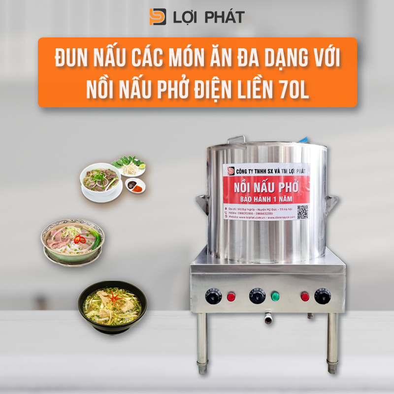 Noi nau pho dien lien 70L co the dun nau da dang mon an