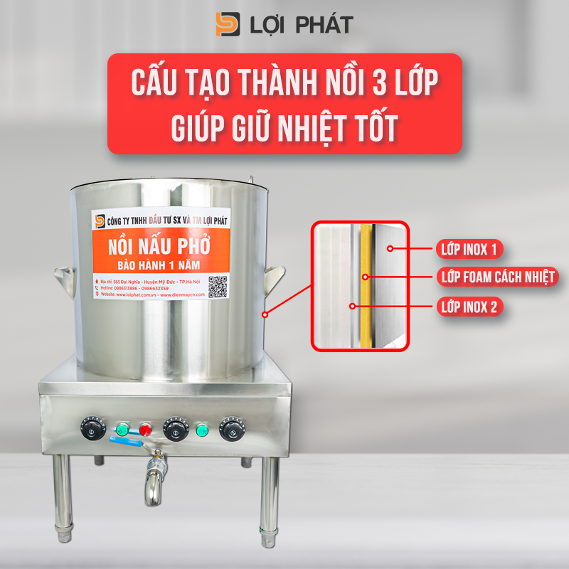 Thành nồi phở điện liền 80L