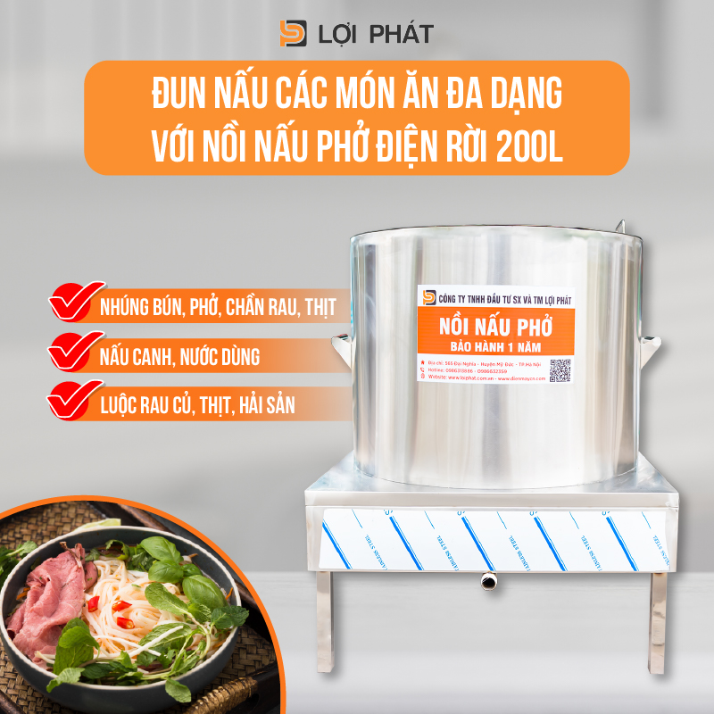 dun nau cac mon an da dang voi noi pho dien roi 200L