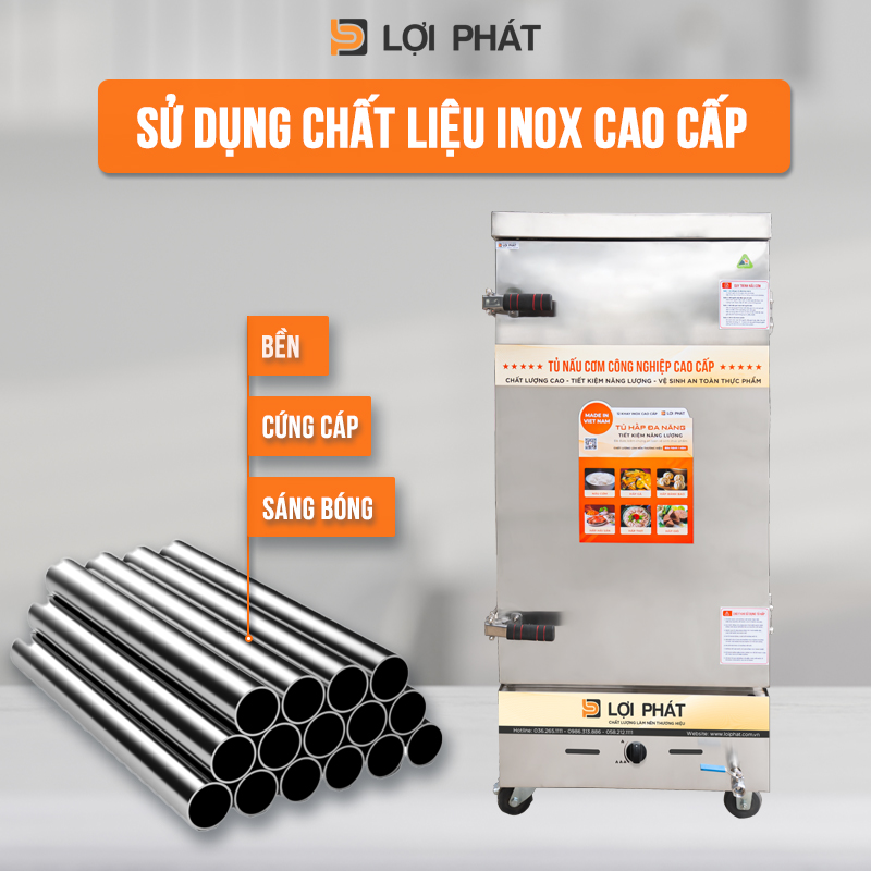 Tu nau com su dung chat lieu inox cao cap