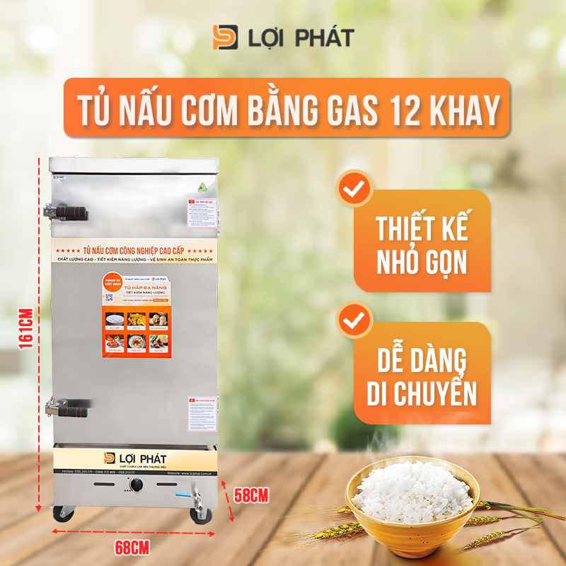 Tu nau com bang gas 12 khay LOI PHAT