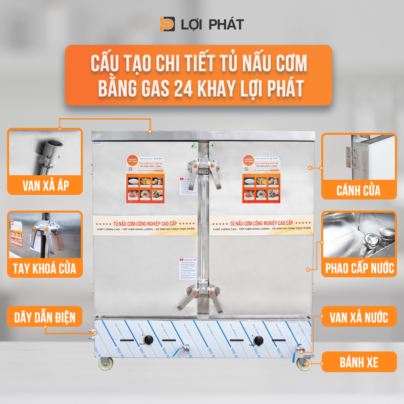 Cau tao Tu nau com bang gas 24 khay LOI PHAT